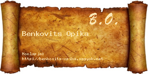Benkovits Opika névjegykártya